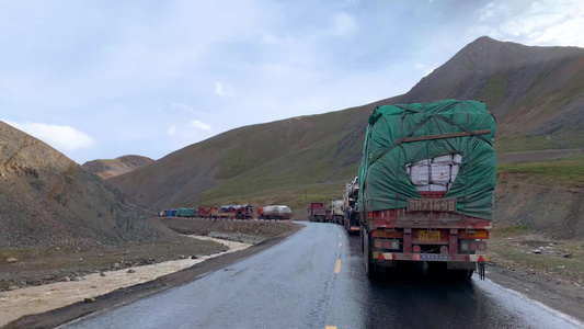 青藏公路堵车视频视频