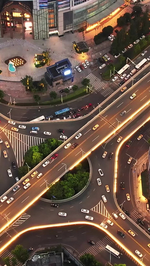 航拍城市夜景交通灯光道路立交桥车流素材夜景素材56秒视频