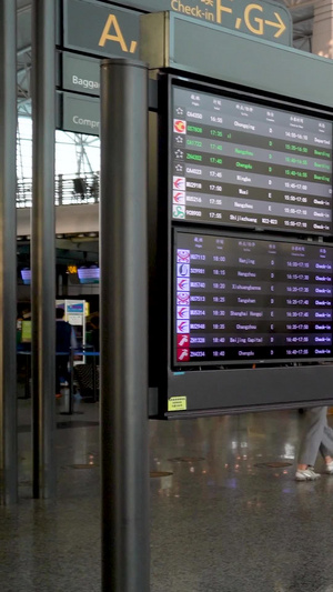 查看机场航班显示表行李箱22秒视频
