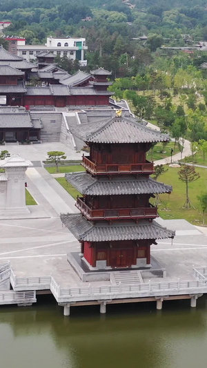 山西太原晋祠航拍视频4A景区37秒视频