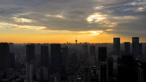 4K成都市宣传片素材清晨日出光辉绝美奇观航拍121秒视频