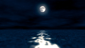 夜晚海上月色夜空背景 12秒视频