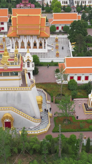 航拍4A景区白马寺景点东南亚风格建筑群旅游景区48秒视频