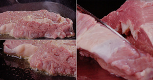 6K切肉煎牛排16秒视频