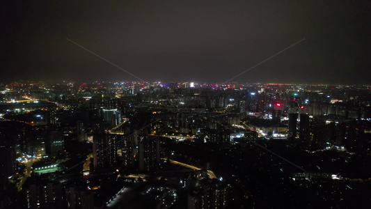 四川成都夜景大景航拍视频