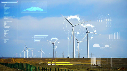 绿色能源科技风电场视频