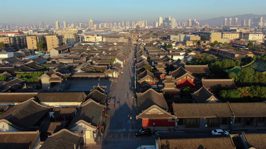 大同老城旅游景点仿古街航拍视频视频