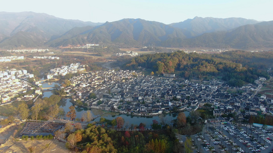 航拍5A级旅游景区安徽宏村全景视频视频