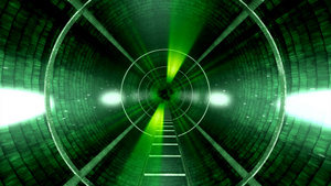 绿色3D动感光线粒子舞台背景15秒视频