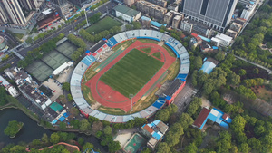 航拍武汉中超比赛体育馆新华路足球场素材43秒视频