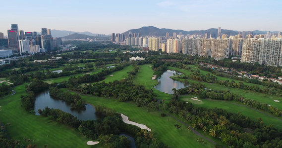 深圳南山区沙河高尔夫球会4K航拍视频
