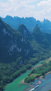 桂林旅游桂林漓江精华游山水游船风光航拍山水旅游视频