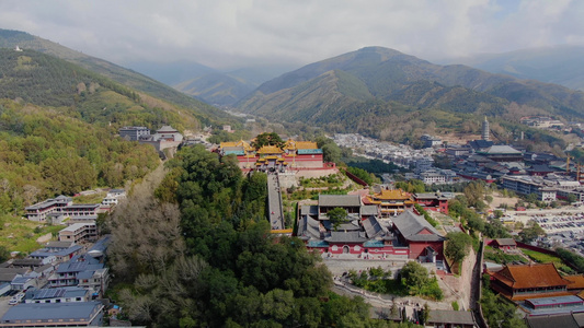 五台山景区旅游景点菩萨顶航拍视频视频