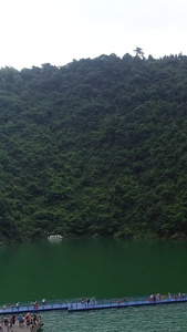 高清航拍5A景区郴州东江湖水库龙景峡谷视频