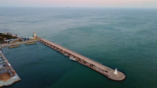 青岛海岸码头航拍视频