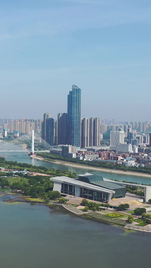 航拍城市武汉城中湖月湖自然湖景风光素材城市素材41秒视频