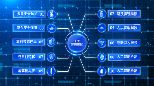 无插件科技风十大分类分支图标宣传展示视频
