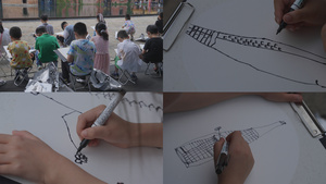慢镜头升格拍摄4k素材街景儿童美术培训写生教育合集61秒视频