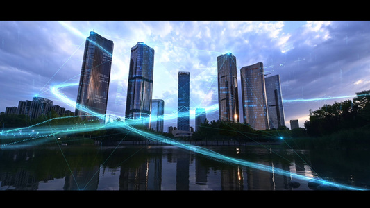 震撼科技光线城市模板视频