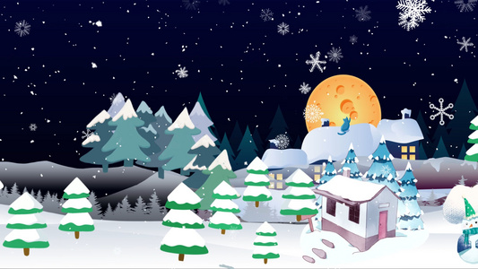 冬日夜晚唯美雪景AE模板[冬意]视频