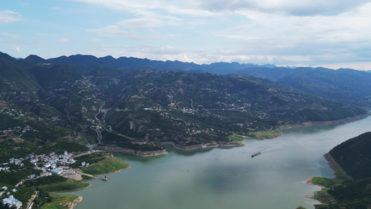重庆奉节县长江山水自然风光美景航拍素材视频
