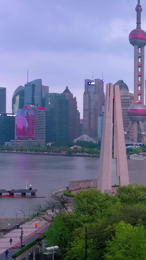 航拍上海浦东浦西苏州河157秒视频
