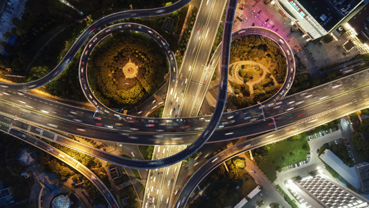 8k素材延时摄影城市立体交通夜景车流视频