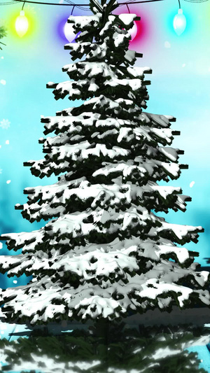 唯美的圣诞雪松背景素材圣诞雪景30秒视频