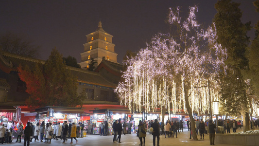 大雁塔夜景延时视频