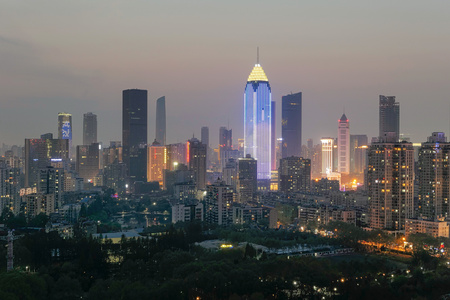 武汉汉口金融街城市地标夜景延时摄影视频