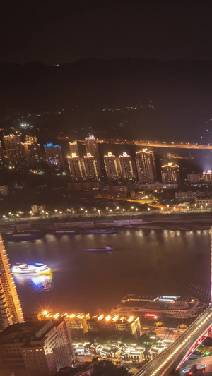 重庆南岸区南山东水门大桥内环入口夜景延时索道夜景11秒视频