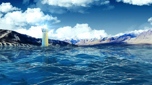 4K唯美的海面灯塔背景素材30秒视频