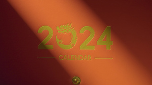 4K新年2024红色日历台历年份19秒视频