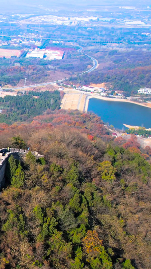 航拍南京长城老山风景区26秒视频