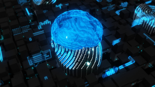 4K三维科技AI大脑背景视频