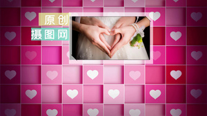 创意粉色动画情侣婚礼告白相册PR模板48秒视频
