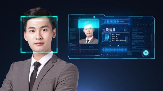 AI面部智能扫描信息展示AE模板视频