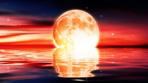 唯美月亮湖面倒影背景29秒视频