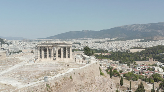 雅典, 天线, 希腊, 城市, 古代, 镇, 视图, 地标, 建筑, 卫城, 旅行, 建筑物, 欧洲, 地方,视频