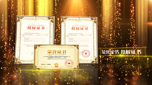 金色荣誉证书颁奖证书图文包装61秒视频