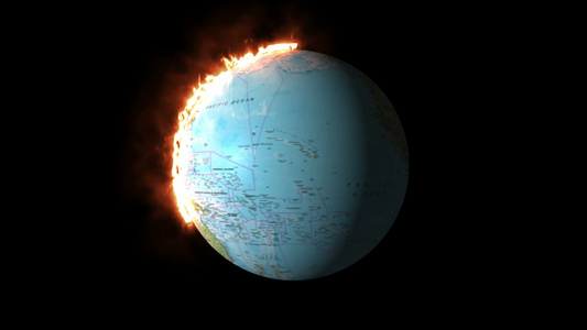 3d燃烧的地球行星传承动画视频
