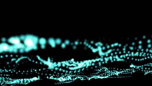 黑色背景上的蓝色粒子动画视频
