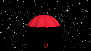 红伞在黑白背景的雨滴下动画A15秒视频