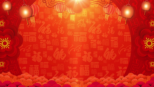 4K红色喜庆春节过年循环背景视频视频
