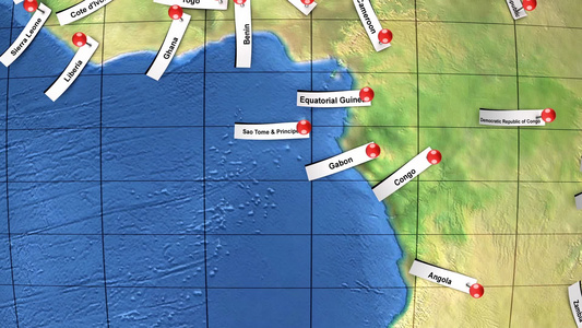 非洲国家地名针在全球上视频