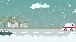 动画动画漫画冬季的城市白天25秒视频