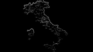 黑色背景上的Italy地形轮廓动画13秒视频