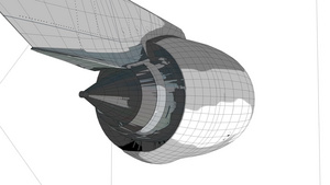 商用喷气式飞机发动机3D有线框架9秒视频