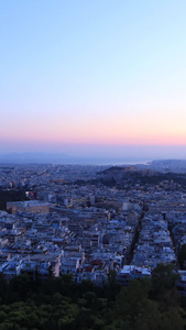 雅典城市日落夜景延时视频日出日落视频