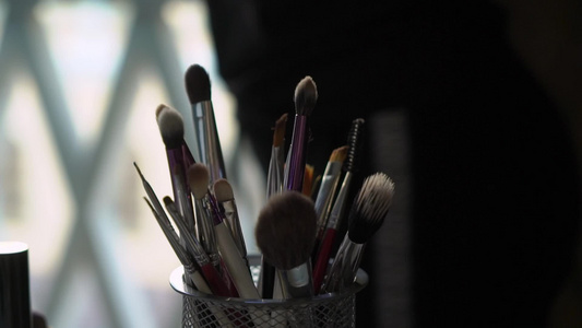 为化妆艺术家准备的化妆刷子专业套件视频